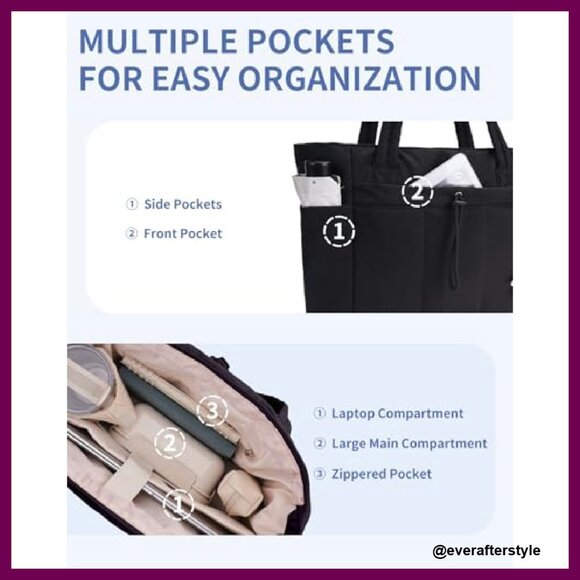 Puffer Tote Bag with Cup Holder Laptop Compartment Trolley Sleeve Travel Work - Picture 5 of 8